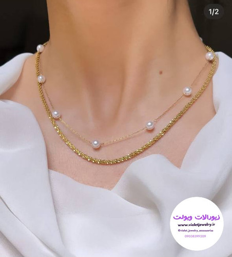 گردنبند زنانه دولاین مرواریدی و خاویاری