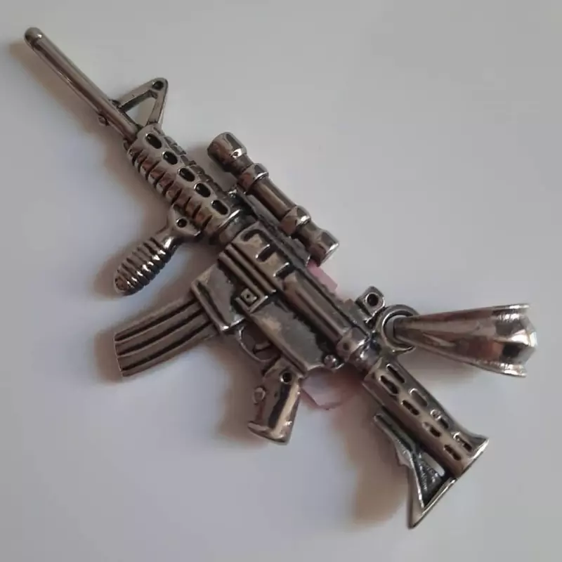پلاک گردنبند سلاح m16 پسرانه اسپرت  استیل رنگ ثابت