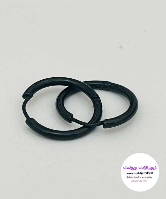 گوشواره حلقه ای اسپرت مشکی قطر 13 میل کد 11106