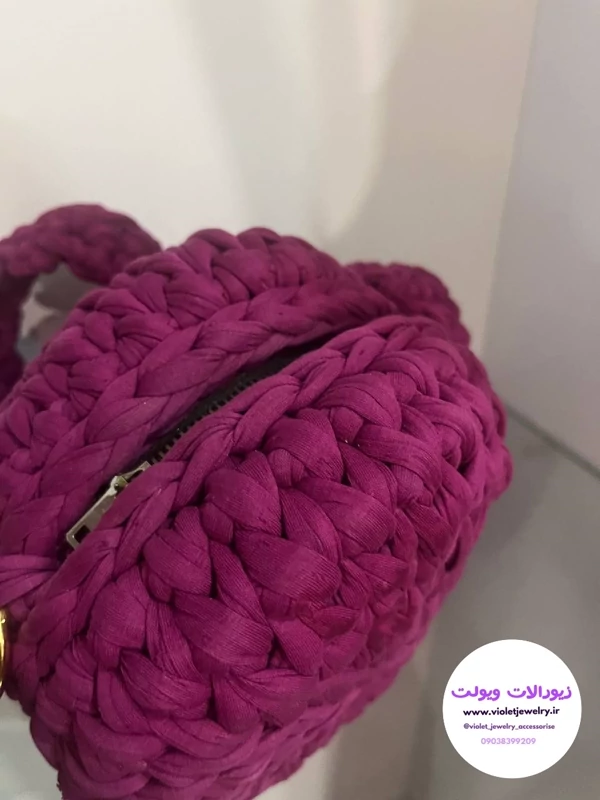 کیف دستی تریکو مدل گرد دستباف آسترکشی شده